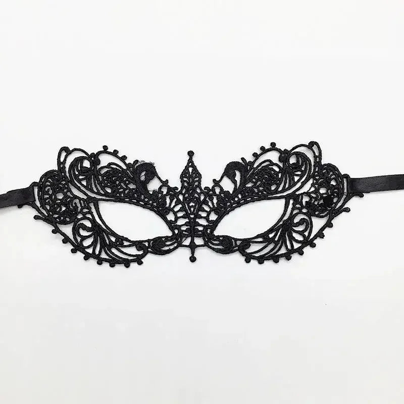 Elegant black lace half face mask for masquerade and costume parties
