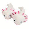 A pair of white axolotl plush toys with pink accents, soft and cuddly stuffed animals.