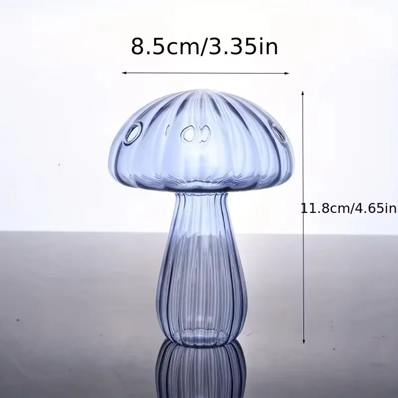 Mushroom-Shaped Glass Hydroponic Vase with Colorful Finish