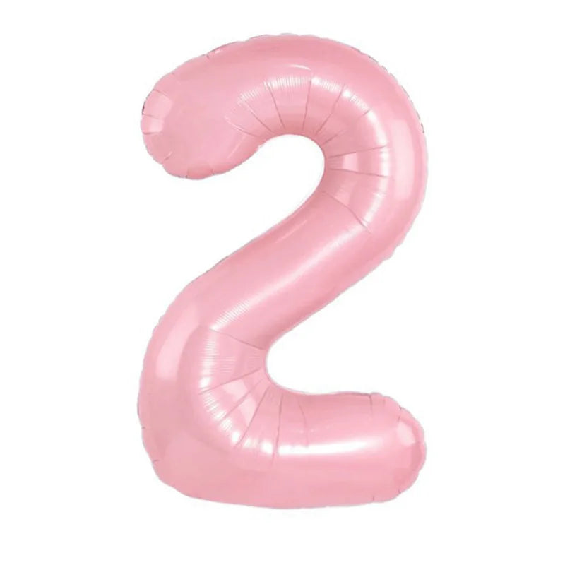 Pastel Pink Foil Number Balloons (0-9) for Birthday Party Decorations