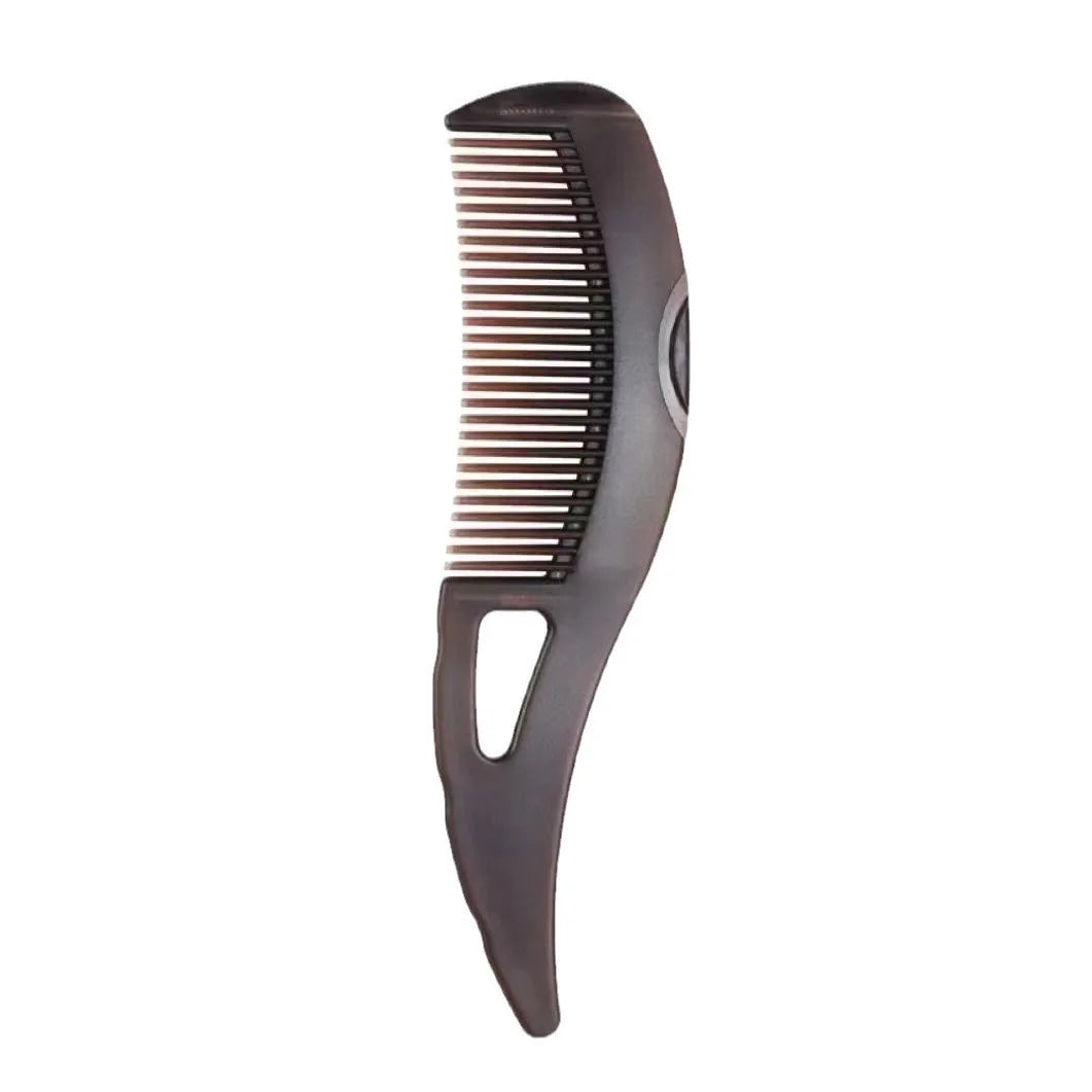 A dark brown anti-dandruff scalp massage comb with anti-static bristles.