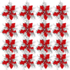 Glitter Christmas Flower Ornaments with Clips (Set of 5)
