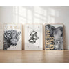 Frameless Leopard & Black-White Gallery Canvas Poster Set (3-Piece)