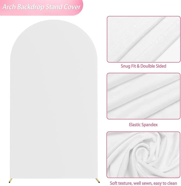White arch backdrop stand cover fabric showing various textures and details