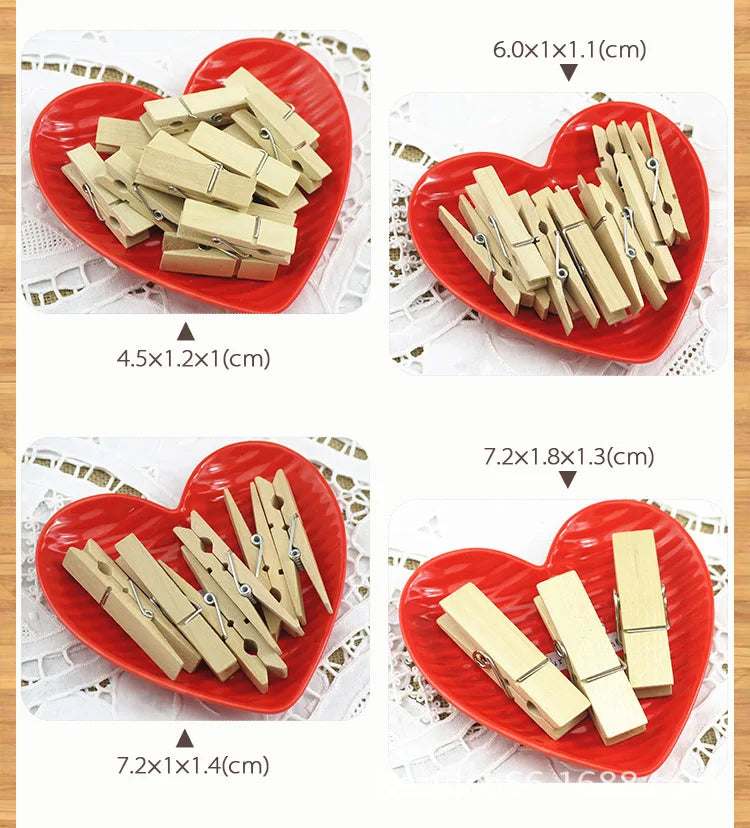 Mini Wooden Clothespins for Crafts and Photos (Set of 50)