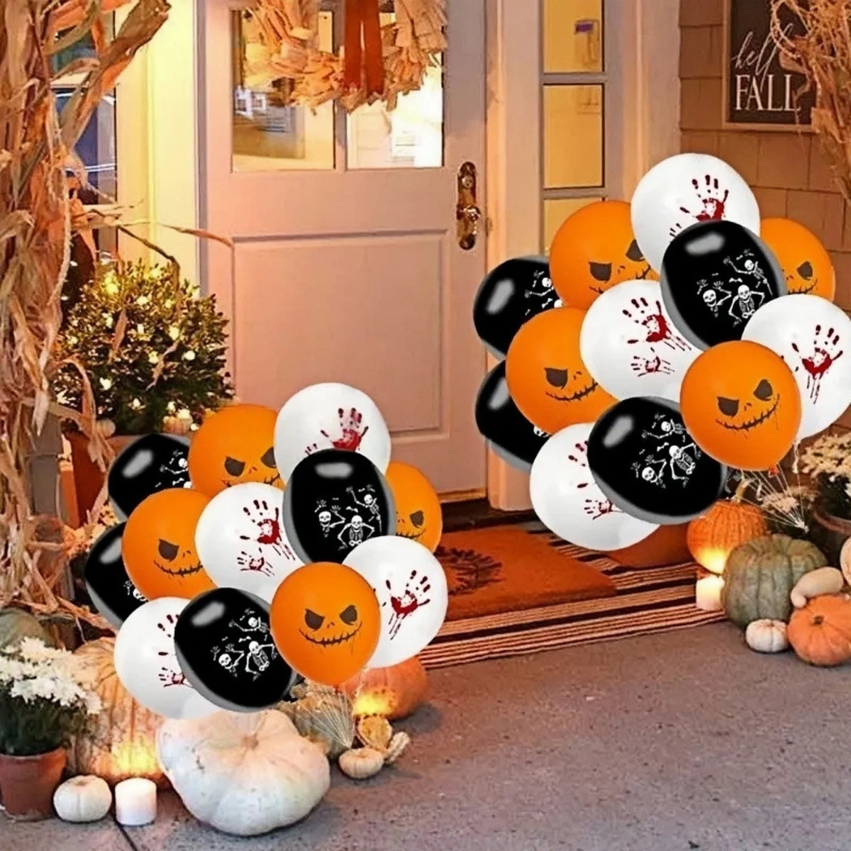 Scary Bloody Hand & Skull Latex Balloons (12-inch) for Halloween Party Decor