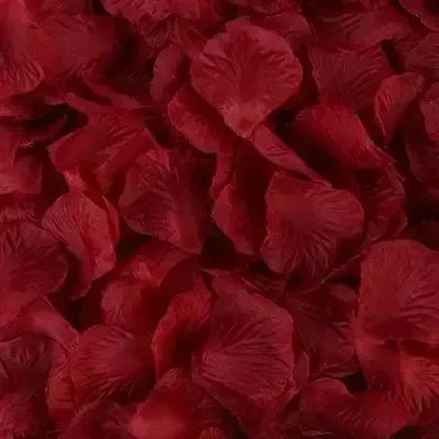 Deep red simulation silk rose petals used for event decoration
