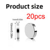 A product size guide showing a round disc magnet, 10mm in diameter, with a quantity of 20 pieces.