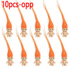 Ten orange troll doll figures in various poses and styles.