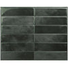 A rectangular panel of dark gray, textured peel and stick backsplash tiles.