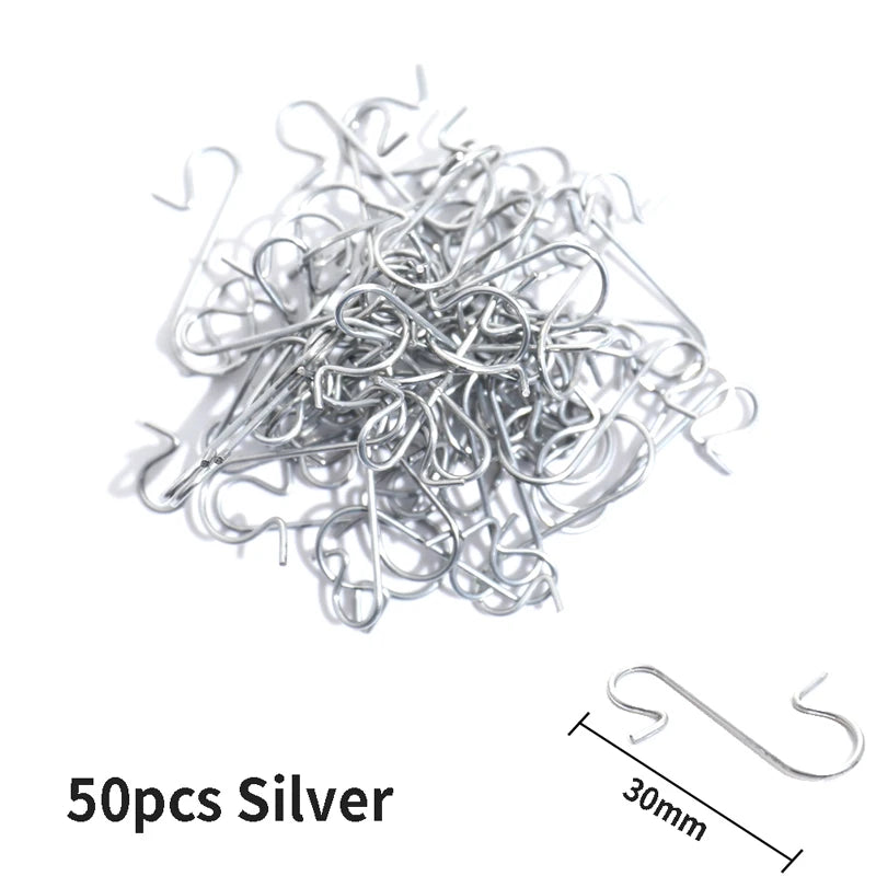 50 pieces of silver decorative S-shaped Christmas tree hooks