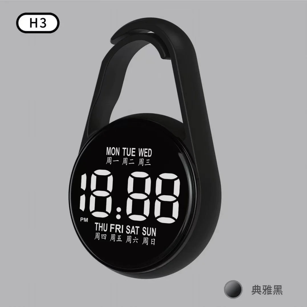 A black LED pocket watch with a digital display showing the time 18:88 and an H3 designation.