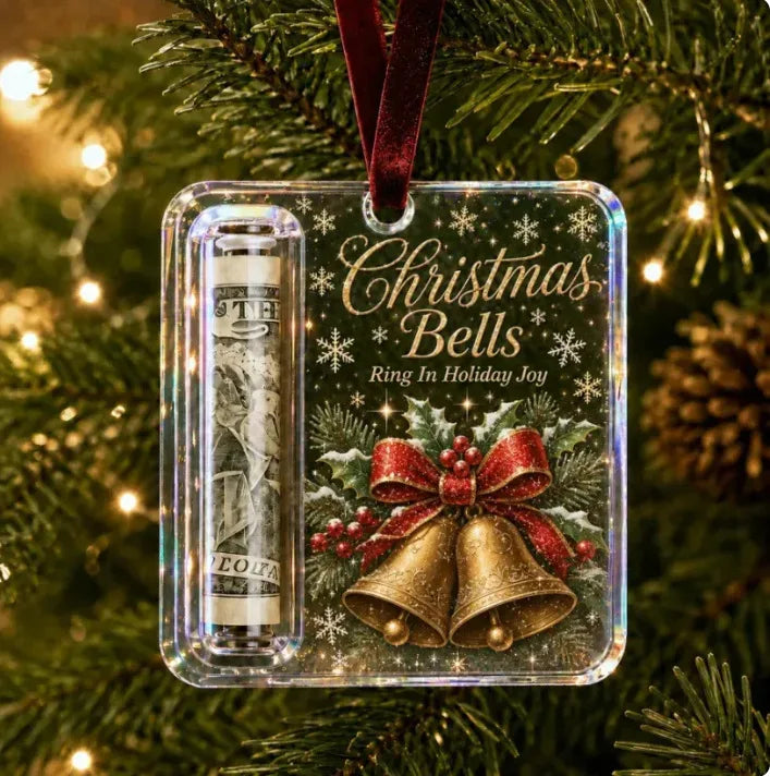 Crystal Clear Christmas Cash Gift Holder Ornaments