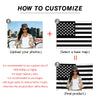 Instructions for customizing a photo American flag tapestry by uploading photos and selecting a base map.