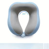 A light blue U-shaped memory foam neck pillow shown with a 360 degree indicator.