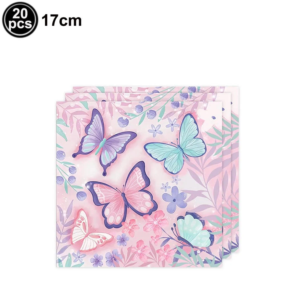 Butterfly Party Supplies Disposable Tableware Set for Birthday & Baby Shower