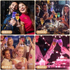 Collage de photos montrant des gens profitant de boissons et de célébrations, probablement avec des verres à boire LED multic