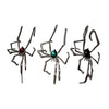 Three silver spider ear cuffs with colored gems for cosplay and fashion