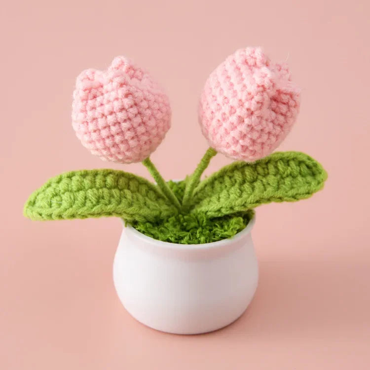 Handmade Crochet Sunflower in Pot – Decorative Knitted Artificial Plant