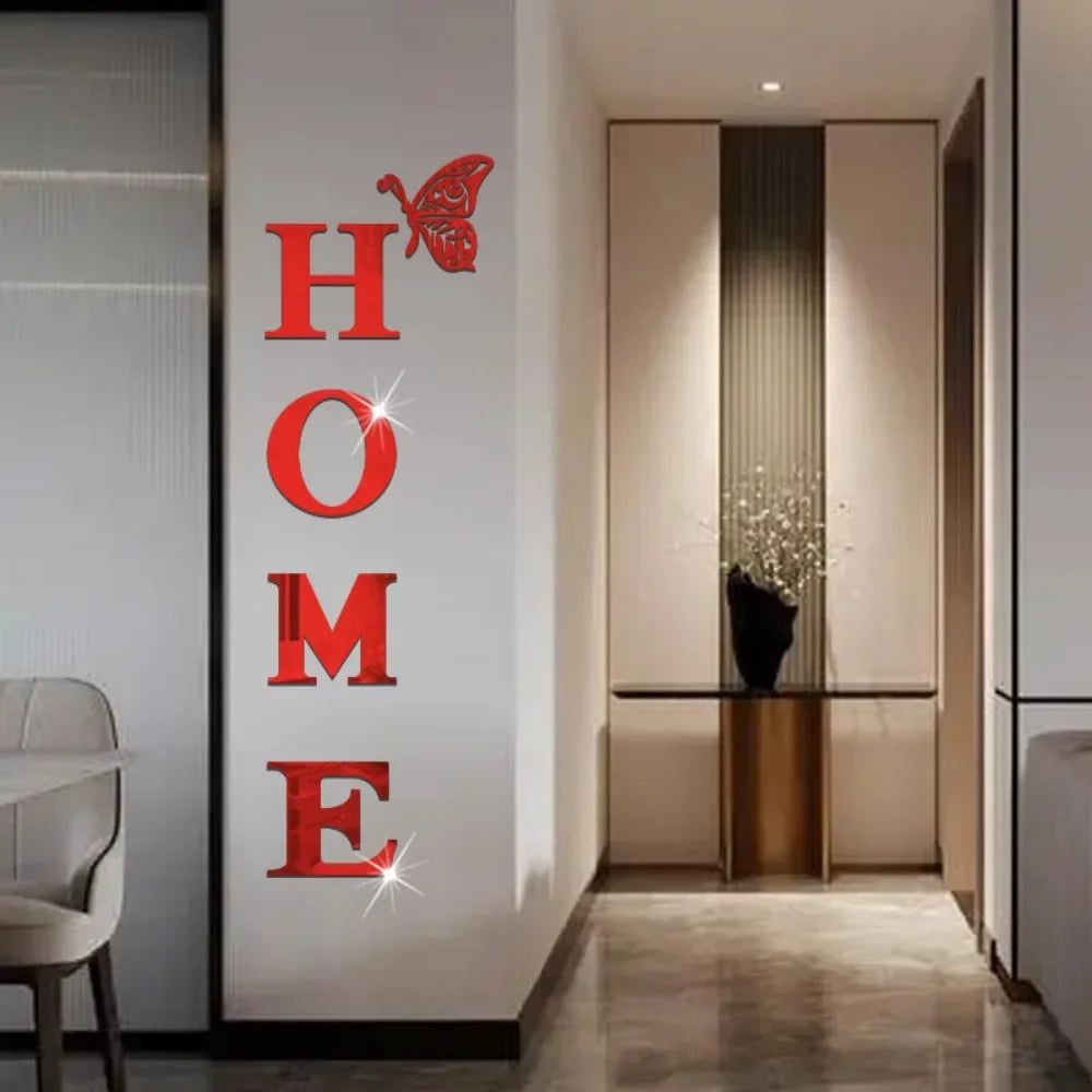 Acrylic Mirror Wall Stickers with Butterfly Design