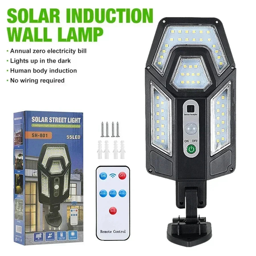 Solar Powered Motion Sensor Wall Light with Remote Control