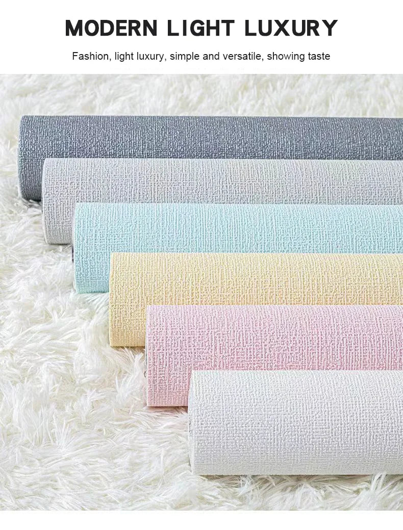 Collection de stickers muraux texturés, modernes et luxueux, dans diverses teintes pastel, disposés sur une surface blanche e