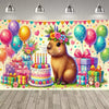 Cute Capybara Cartoon Birthday Party Backdrop