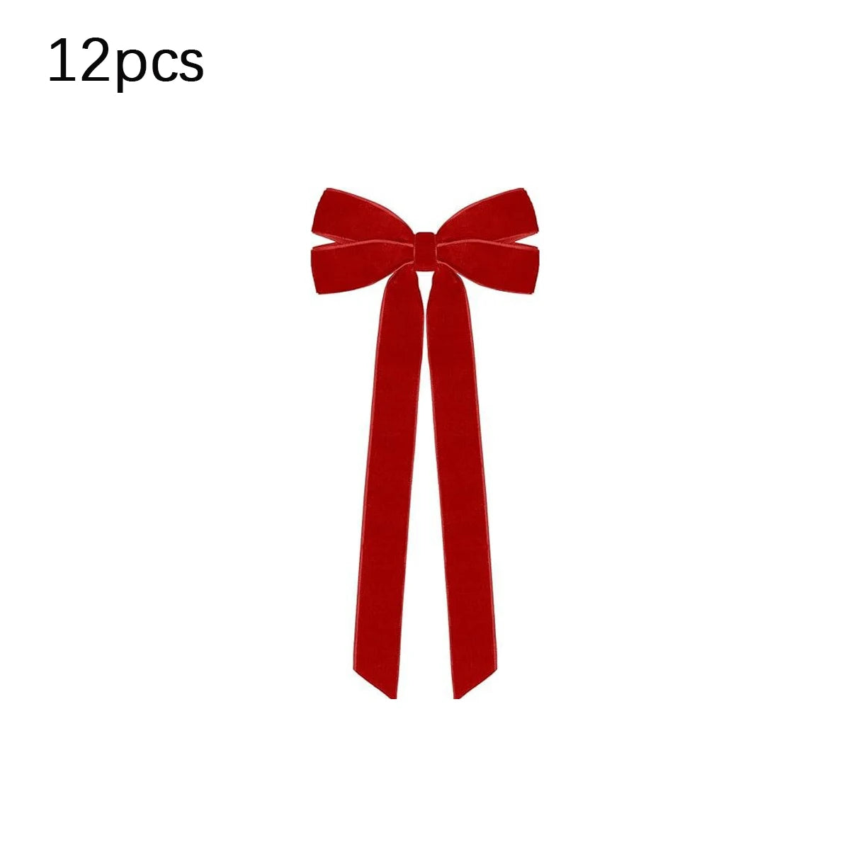 A single red velvet bow for holiday tree and wreath decorating.