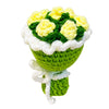 Handmade crochet flower bouquet keychain featuring yellow and green flowers