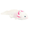 A white and pink axolotl plush toy stuffed animal.