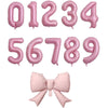 Pink Bowknot Number Foil Balloons – 40-Inch Party Decoration Set