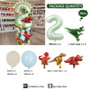 Set aus grünen und roten Dinosaurierballons, darunter ein großes Ziffer 2 und Mini-Ballons.
