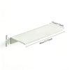 A white aluminum floating wall shelf measuring 40cm long and 1.57 inches wide.