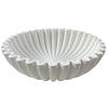White modern ruffle scalloped decorative bowl with fluted texture