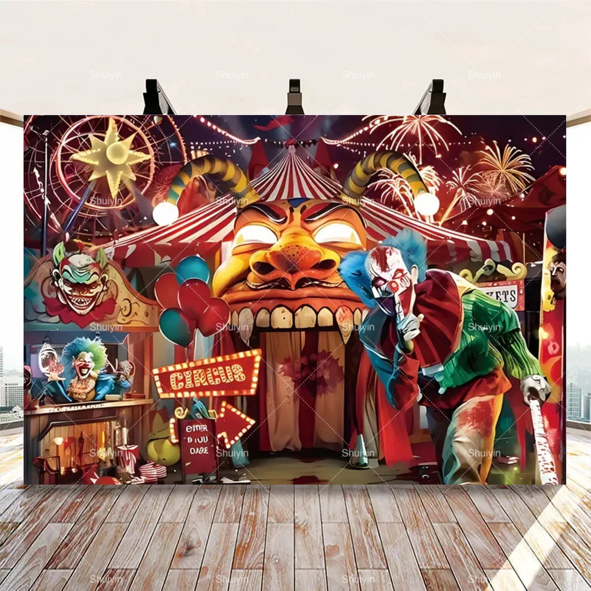 Evil Clown Circus Halloween Photography Backdrop