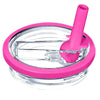 A pink replacement lid for a clear tumbler cup, featuring a silicone stopper and a pink plunger.