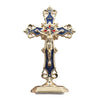 Golden Crucifix Figurine with Enamel Accents