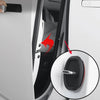 Close-up view of a silicone car door lock protector showing the installation and mechanism for quiet, anti-rust bumper pads.