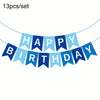 A banner featuring the words HAPPY BIRTHDAY made of pink and purple bunting flags.