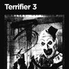 A black and white horror movie poster featuring a menacing clown face in a dark, gritty setting.