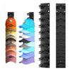 Wall mounted hat organiser rack with multiple black slots for storing hats