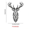 A black metal wall sculpture of a deer head with antlers.