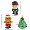 A set of two wind-up figurines: a green elf and a red Christmas tree.