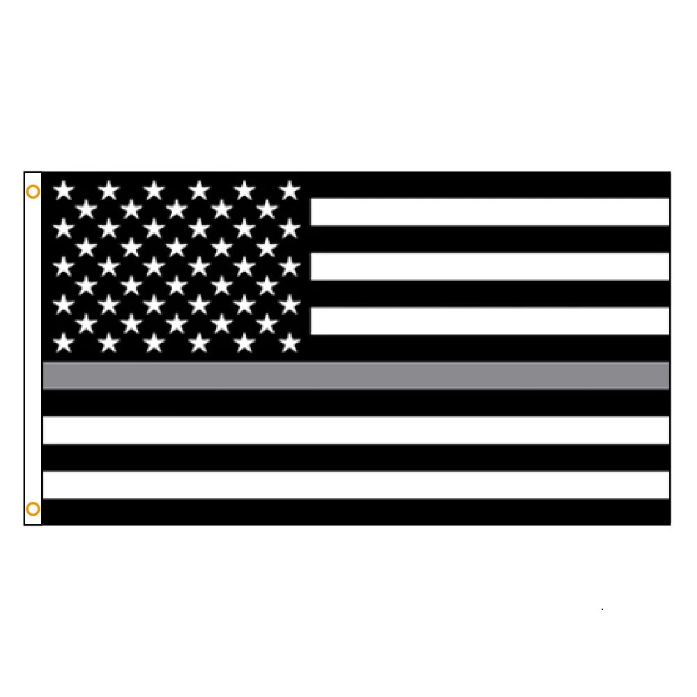 A flag design featuring the stars and stripes pattern with a thin line design.