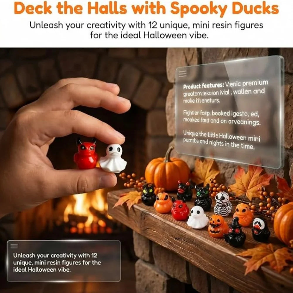 Spooky Mini Duck Figurines for Halloween Decor (Set of 10)