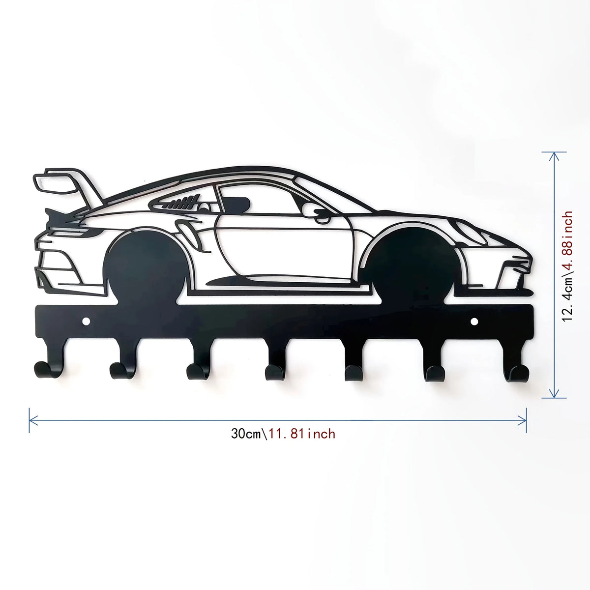 Industrial Wall-Mounted Key Holder with 7 Metal Hooks