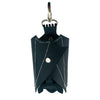 A dark green leather bat wallet keychain with a zipper coin purse.