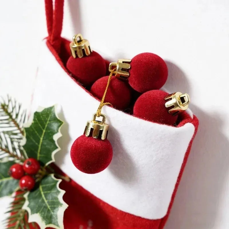 Red Velvet Christmas Ball Ornaments (Set of 24)