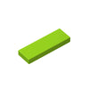 A rectangular, lime green building brick tile.