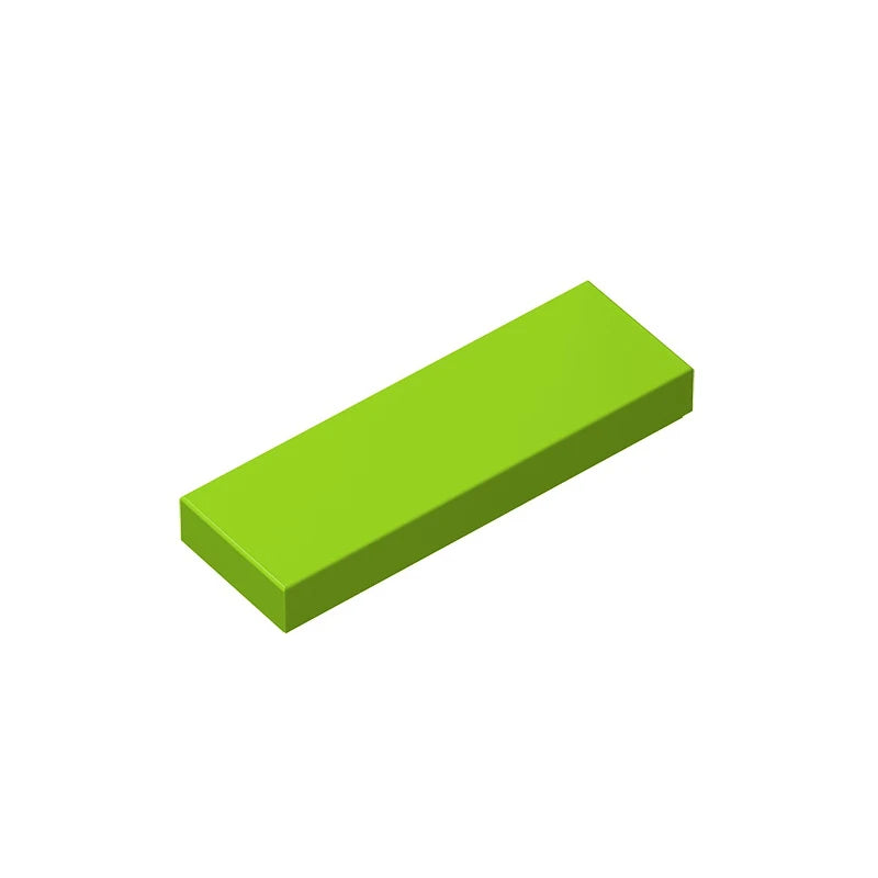 A rectangular, lime green building brick tile.